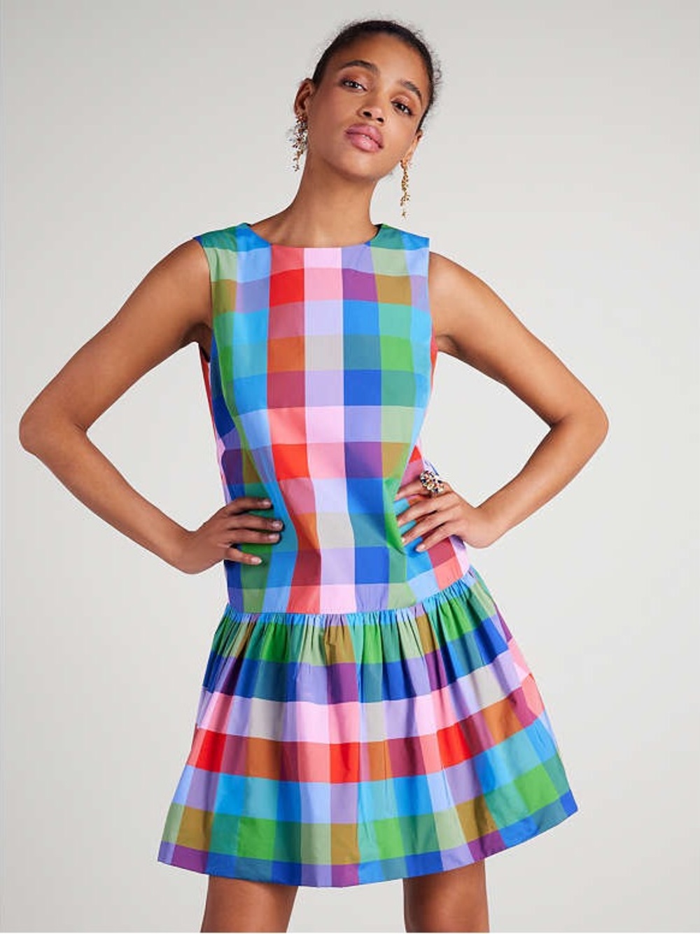 ♠️NWT♠️ kate spade Madras Taffeta Shift Mini Dress, Multicolor Fit-and-Flare
